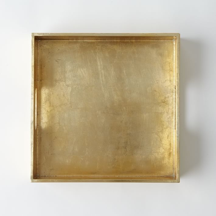Wood Tray, 12"X12", Gold | West Elm (US)