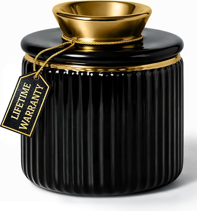 Butter Crock with Lid for Countertop – Black and Gold Ceramic French Butter Dish for Soft Butte... | Amazon (US)