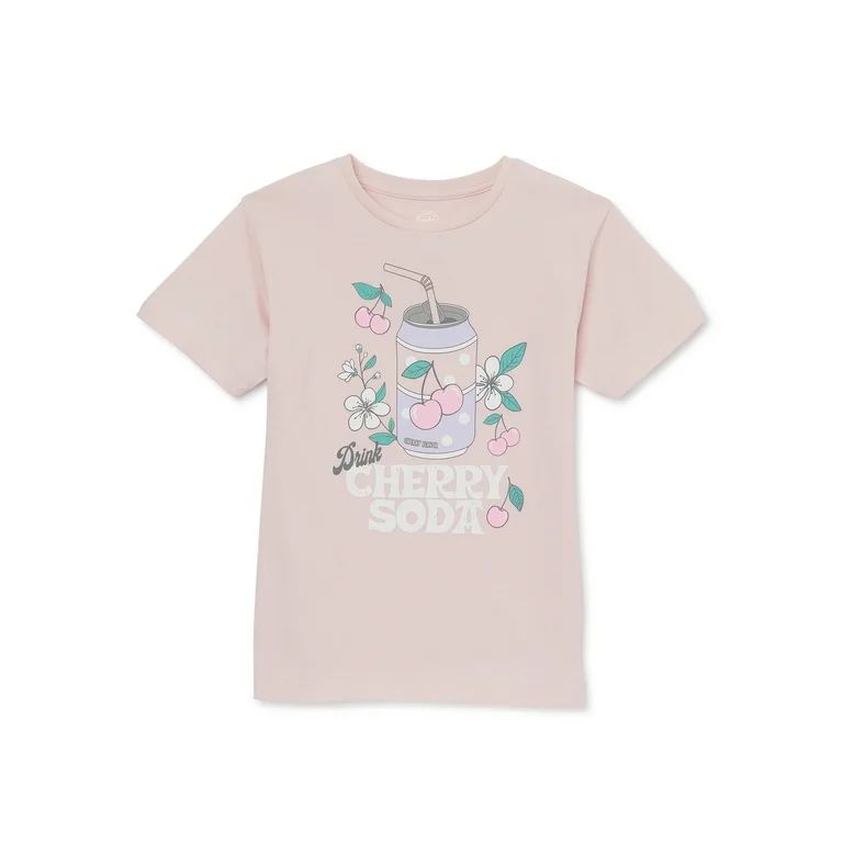 Wonder Nation Girls Soda Pop Short Sleeve Graphic T-Shirt, Sizes 4-18 - Walmart.com | Walmart (US)
