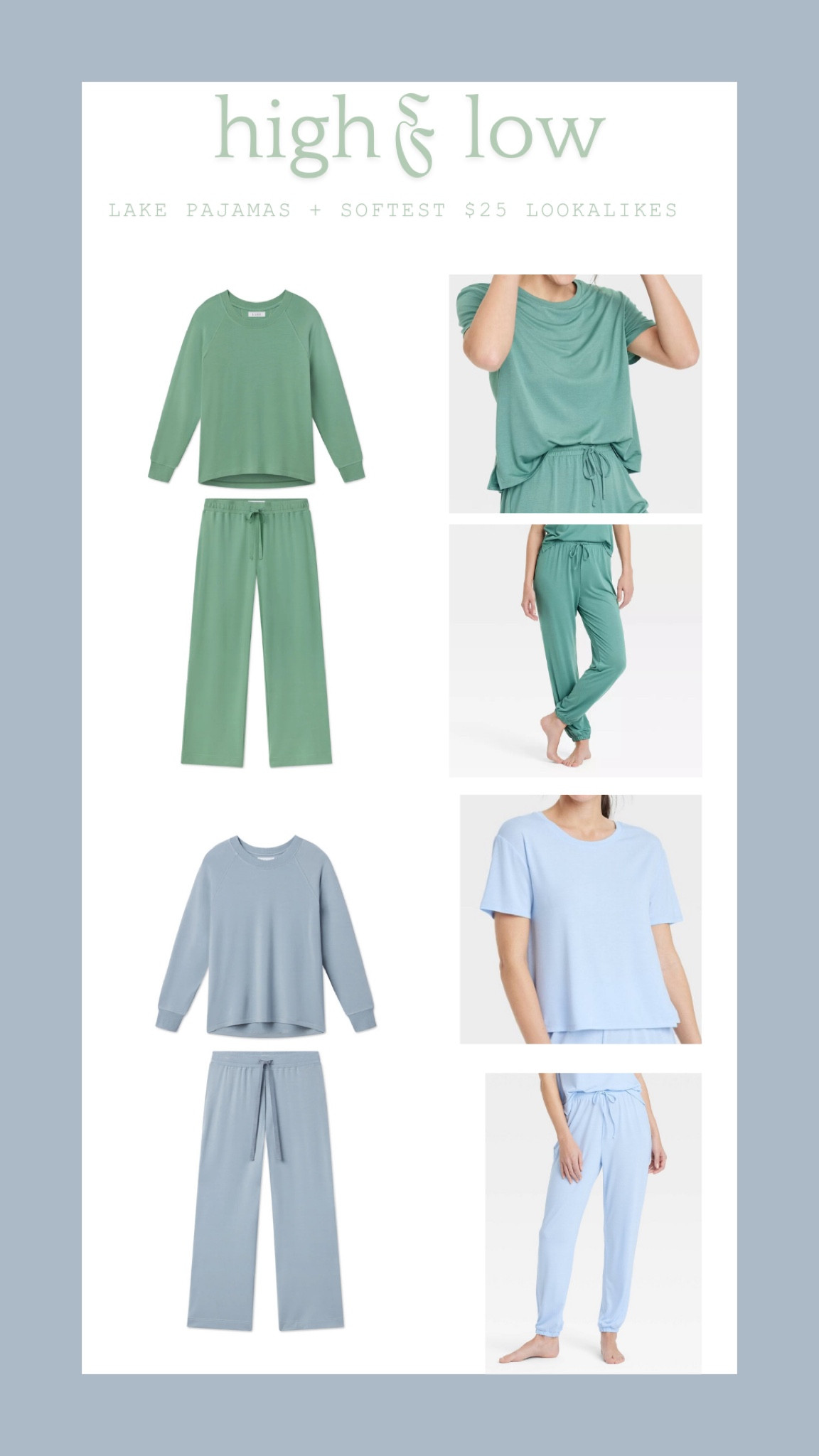 High & Low

Lake Pajamas lookalikes for only $25 as a set! The Target version is so soft! I already bought the green and plan to grab the blue pair, too!



#LTKFindsUnder50 #LTKGiftGuide #LTKFindsUnder100