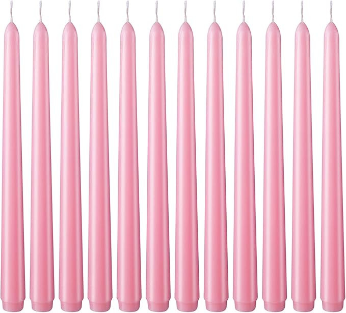 Arosky 10 Inch Unscented Taper Candles Wedding Dinner Candle Set of 12 (Pink) | Amazon (US)
