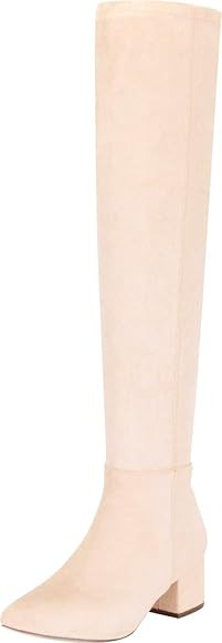 Cambridge Select Women's Pointed Toe Chunky Block Low Heel Knee-High Boot | Amazon (US)