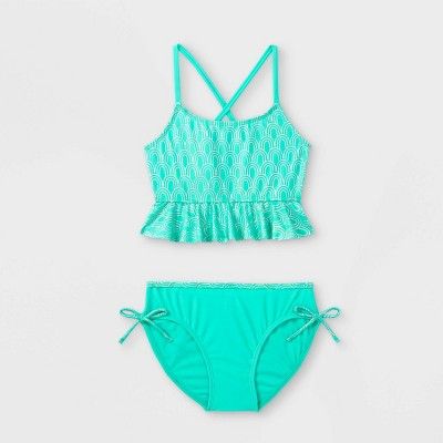 Girls' Shimmer Scales Ruffle Bikini Set - Cat & Jack™ Green | Target
