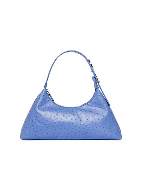 Estelle Ostrich-Embossed Leather Shoulder Bag | Saks Fifth Avenue