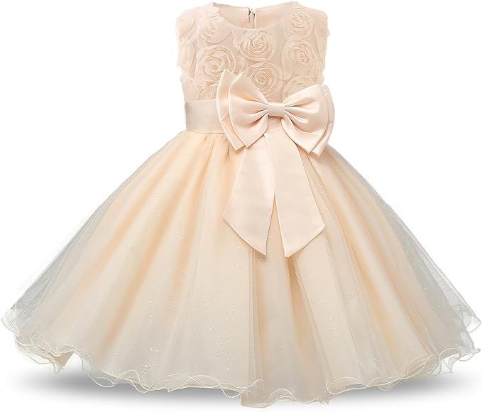 NNJXD Girl Sleeveless Lace 3D Flower Tutu Holiday Princess Dresses | Amazon (US)
