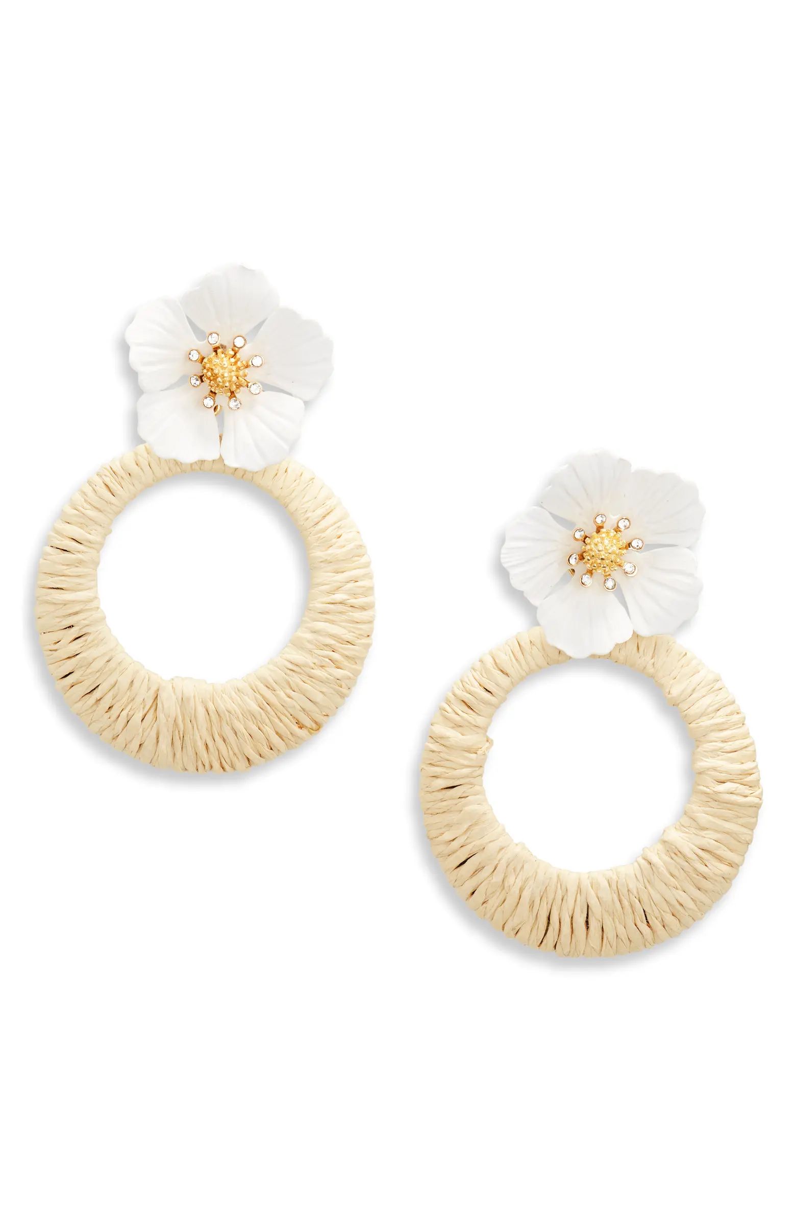 Nordstrom Raffia Wrapped Flower Drop Earrings | Nordstrom | Nordstrom