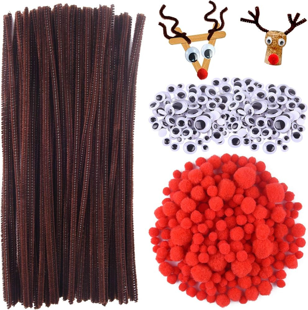 TUPARKA 650 Pcs Christmas Reindeer DIY Craft Set, Including 70 Pcs Brown Pipe Cleaners Chenille, ... | Amazon (US)