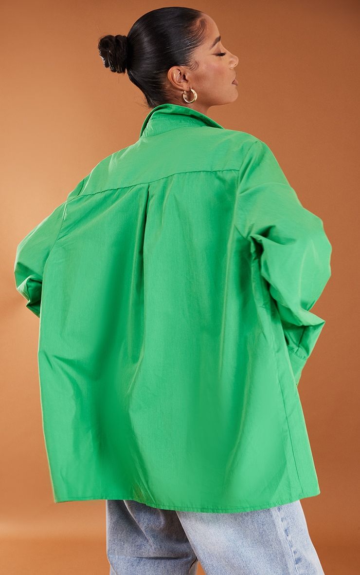 Green Oversized Cuff Shirt | PrettyLittleThing US