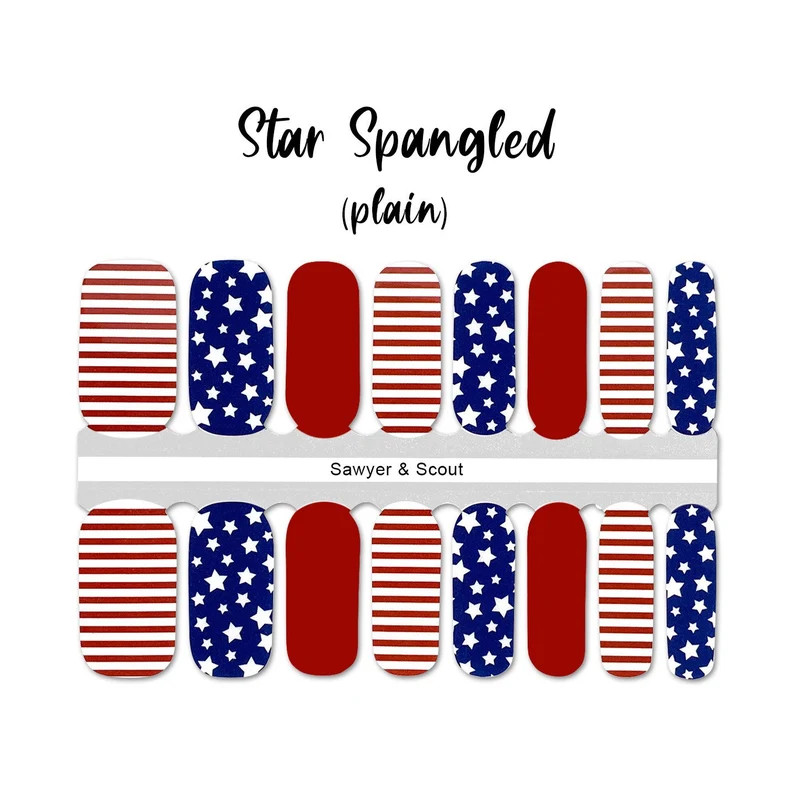 Star Spangled (plain) Nail Wraps 100% Nail Polish Stickers Nail Strips | Etsy (US)