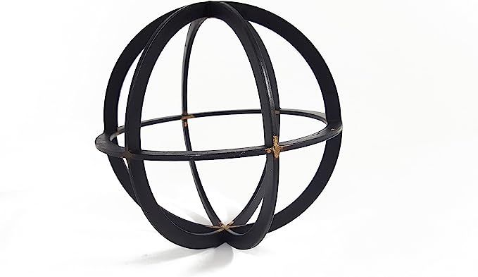 Large Black & Gold Iron Band Decorative Sphere | Amazon (US)