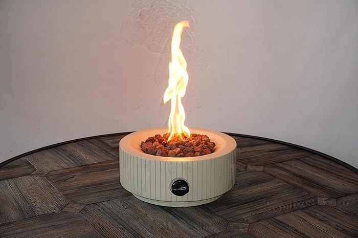 13" Tabletop Propane Gas Fire Pit with Lava Rocks, 15000BTU,Outdoor Concrete Fire Pit for Patio B... | Amazon (US)