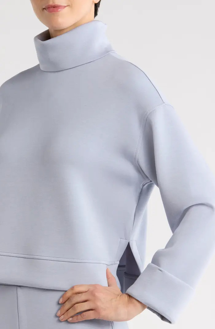 Cuffed Sleeve Crop Turtleneck Sweatshirt | Nordstrom