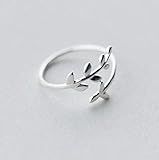Adjustable 925 Sterling Silver Leaf Branch Ring Leaf Ring Layering Ring Minimalist Ring Simple Minim | Amazon (US)