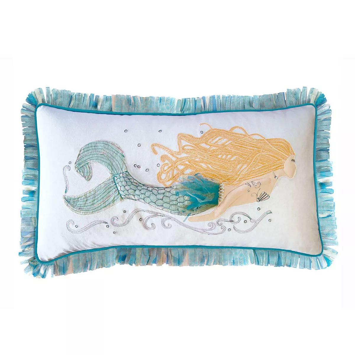 RightSide Designs Pearl of the Sea Mermaid Indoor Cotton Lumbar Throw Pillow | Target