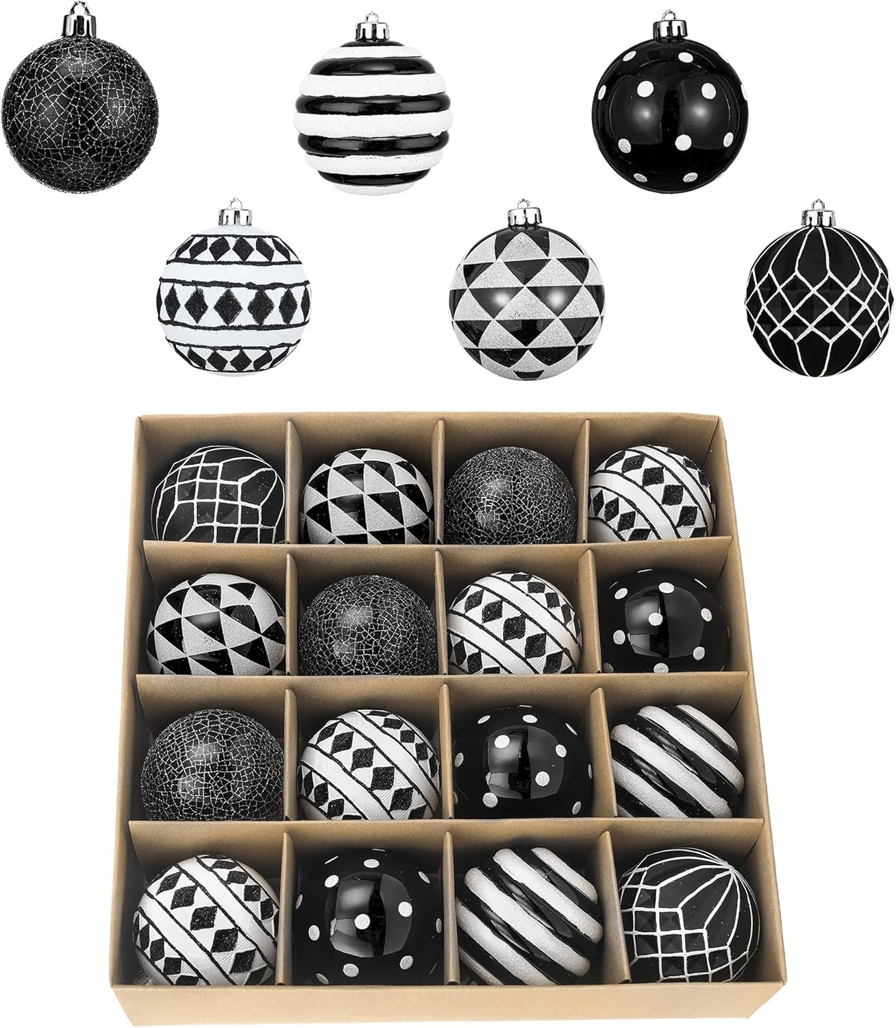 Valery Madelyn 16ct 80mm Black and White Christmas Halloween Ball Ornaments Decor, Shatterproof H... | Amazon (US)