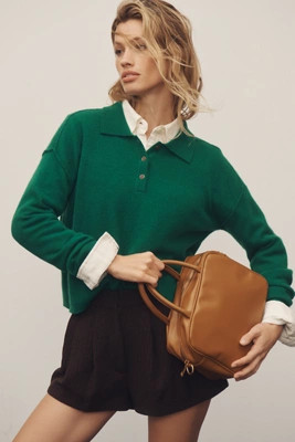 Pilcro Cropped Polo Cashmere Sweater | Anthropologie (US)