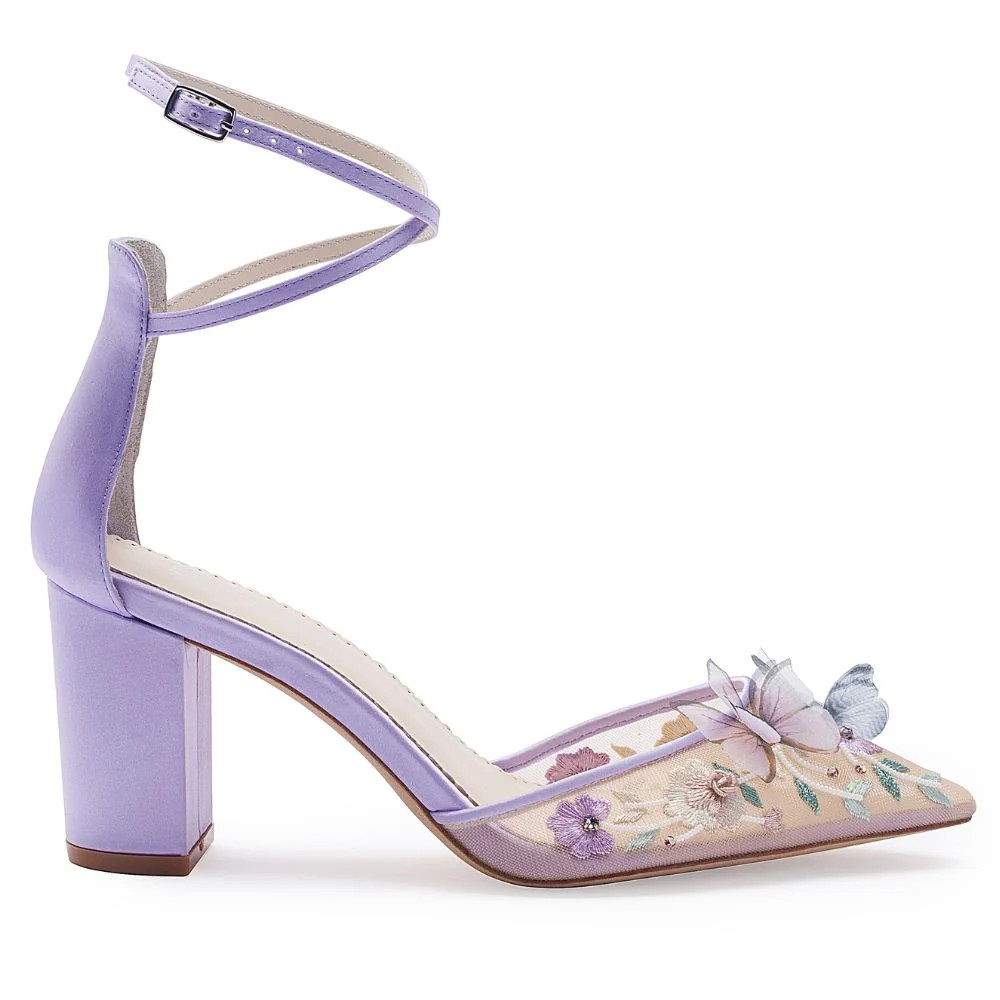 Lavender Butterfly Block Heels | Bella Belle Shoes