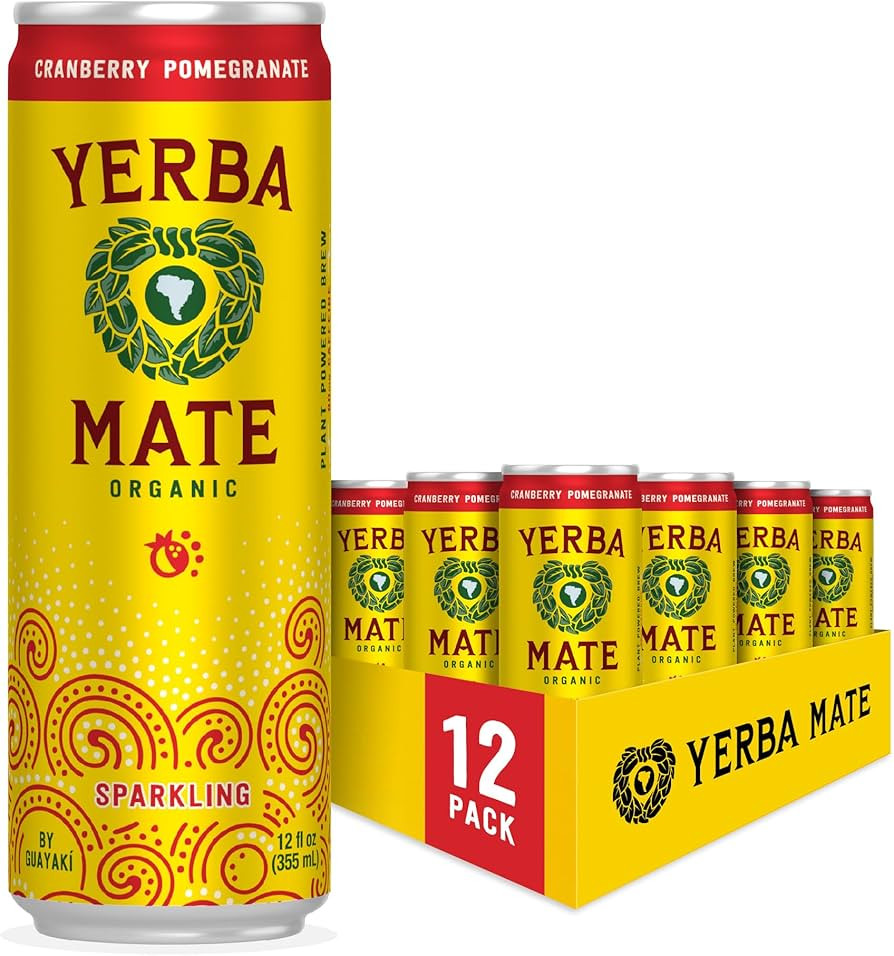 Yerba Madre Organic Sparkling Yerba Mate, Cranberry Pomegranate, 80mg Natural Plant Based Caffein... | Amazon (US)