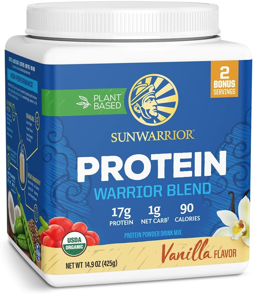 Organic Plant Based Protein Powder | Vegan Organic Protein Powder Vanilla Flavored with BCAA Amino Acids & Hemp Seed Pea Blend | Non-GMO Soy Dairy Filler & Gluten Free (Vanilla, 17 Servings) | Amazon (US)
