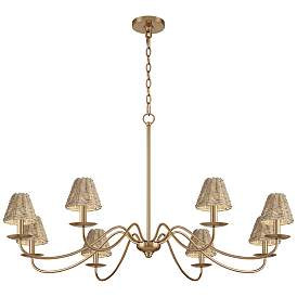 Marinec 42" Wide Soft Gold 8-Light Chandelier with Wicker Shades | Lamps Plus