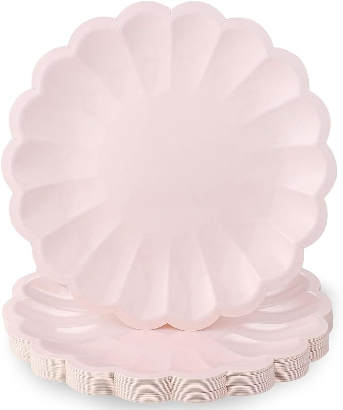 30 Pcs Pink Paper Plates 9.5 In Light Pink Plates Disposable | Amazon (US)