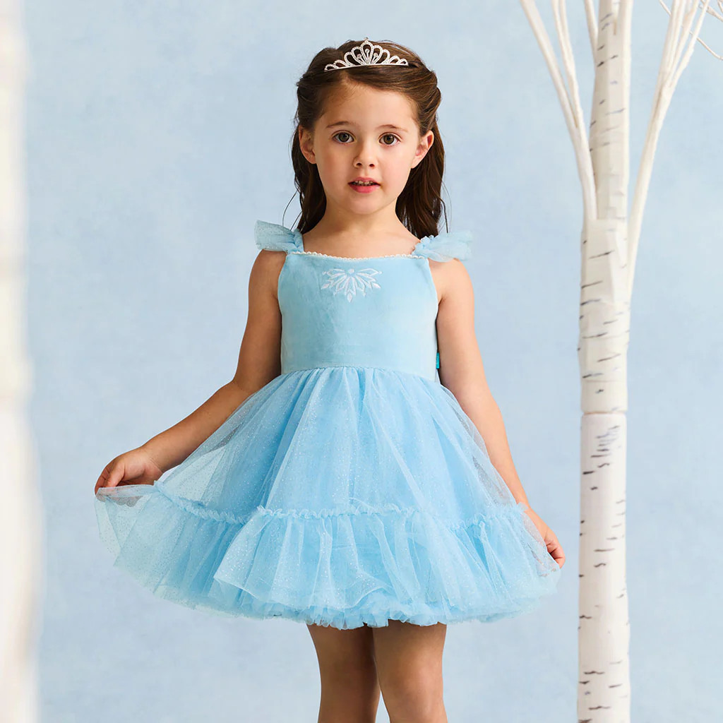 Blue Ruffled Strap Disney Frozen Elsa Velour Petticoat Dress | Posh Peanut\u00ae | Posh Peanut