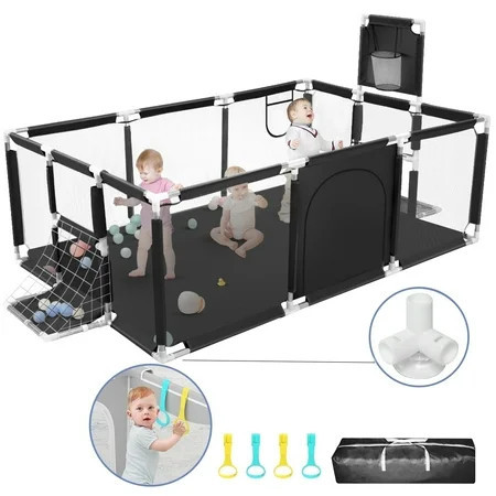 HioHa Extra Large Baby Playpen, Big Play Pens for Babies and Toddlers, Gap-Free, Climb-Proof Baby Playards for Indoor Fun, Baby Gate Playpen with Zippered Door and Storage Bag | Walmart (US)