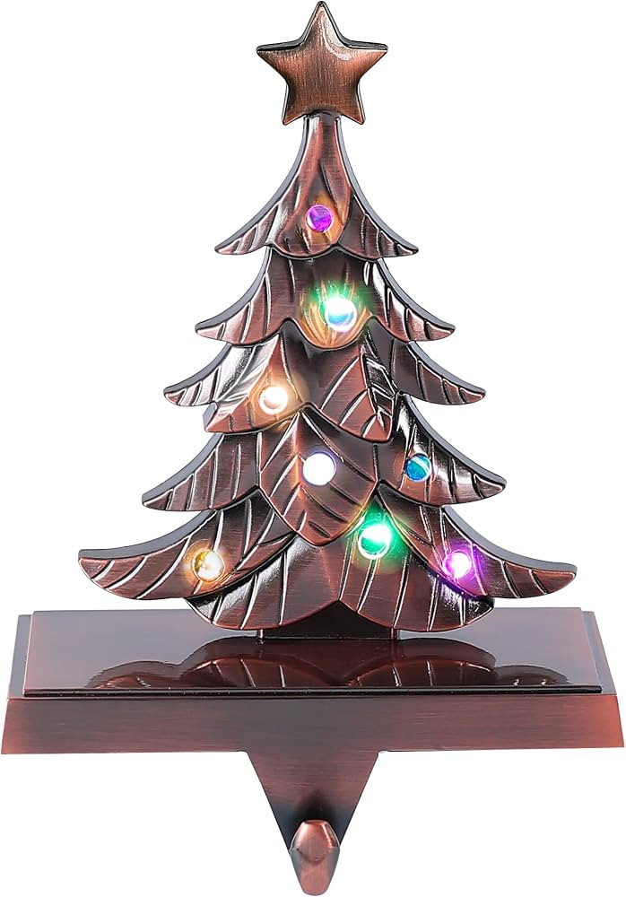 Amooca Christmas Stocking Holders Non-Slip Metal Hooks LED Lights Tree Decor Fireplace Mantle Sto... | Amazon (US)