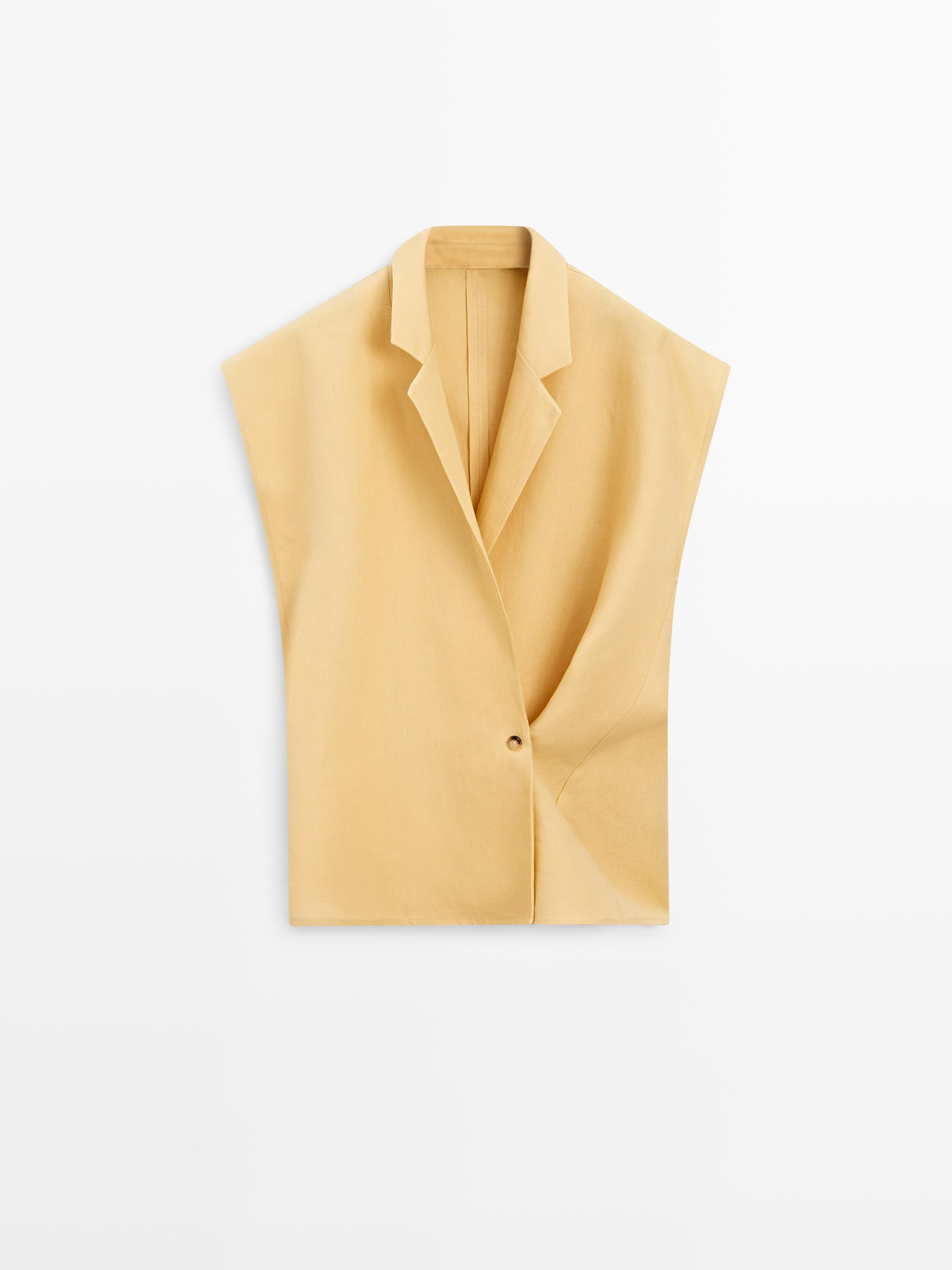 Linnen gilet met knopen | Massimo Dutti NL