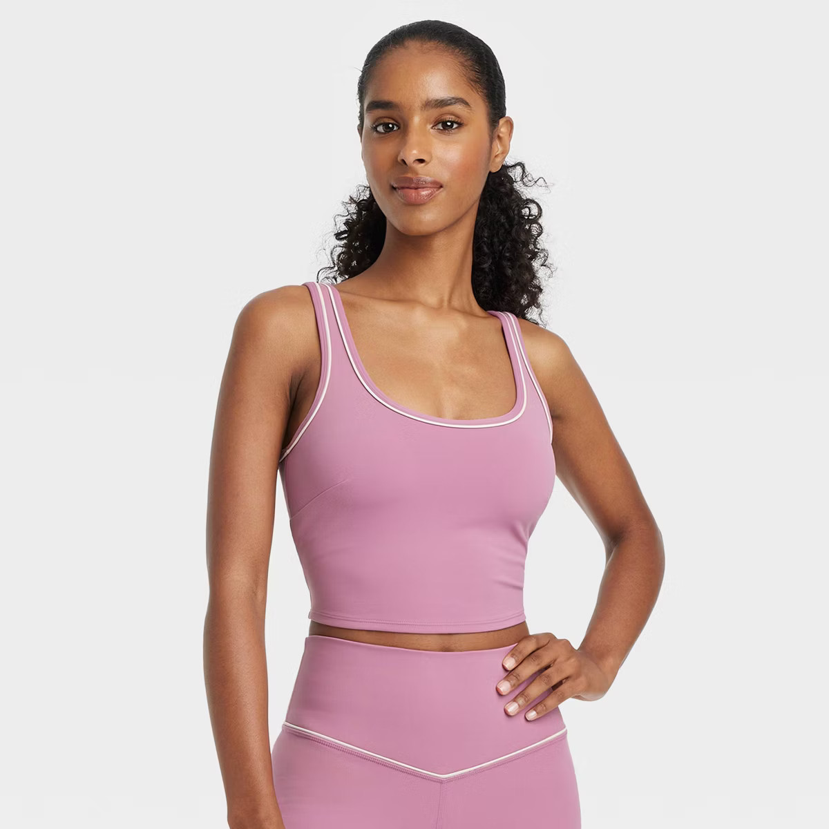 Women's Tipped Cropped Sports Bra - JoyLab™ Mauve XXL | Target