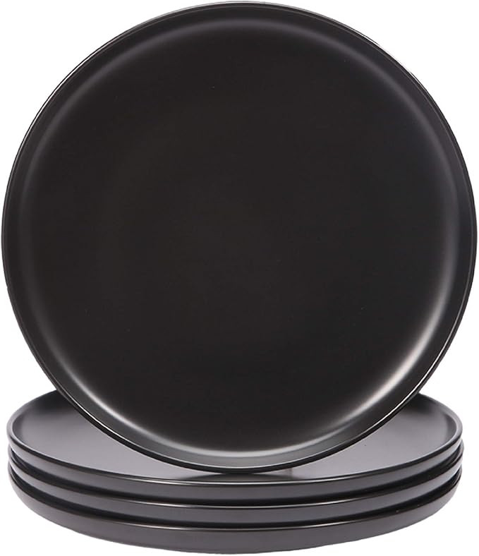 BonNoces Matte Black Porcelain Dinner Plate, 10-Inch Large Elegant Round Serving Plate Set Perfec... | Amazon (US)