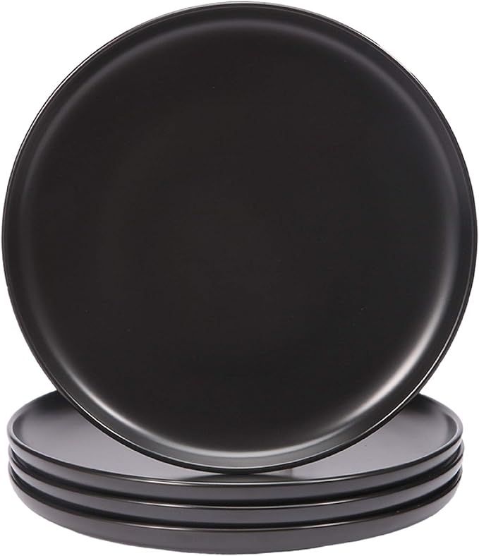 BonNoces Matte Black Porcelain Dinner Plate, 10-Inch Large Elegant Round Serving Plate Set Perfec... | Amazon (US)