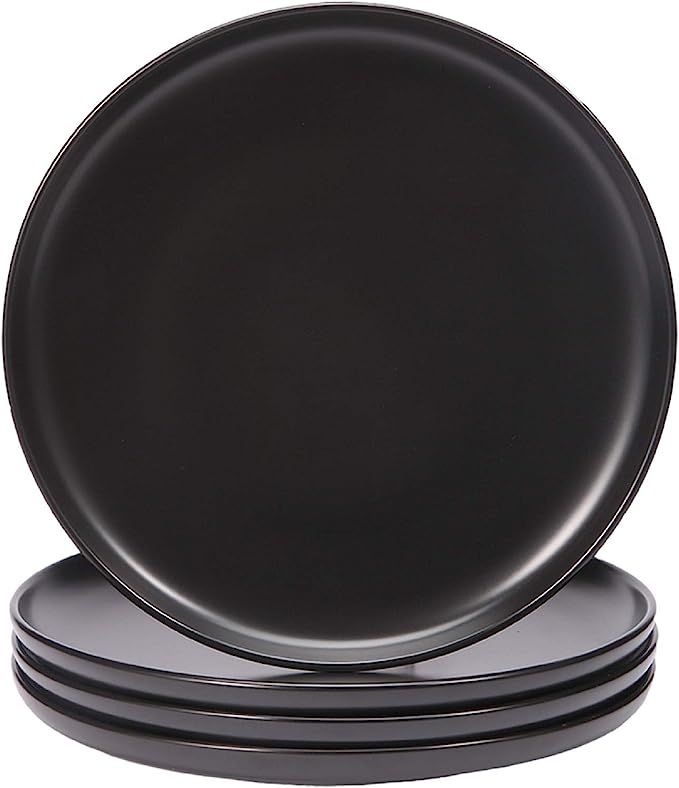 BonNoces Matte Black Porcelain Dinner Plate, 10-Inch Large Elegant Round Serving Plate Set Perfec... | Amazon (US)