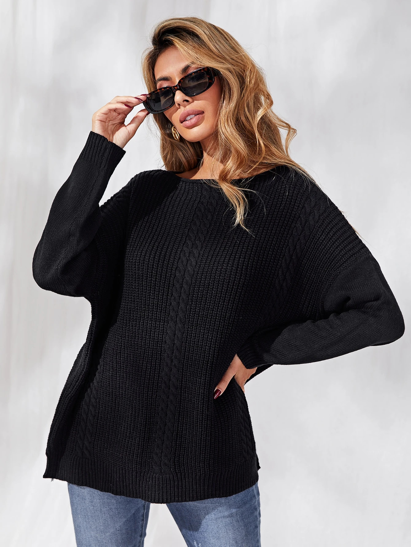 SHEIN Boat Neck Drop Shoulder Sweater | SHEIN