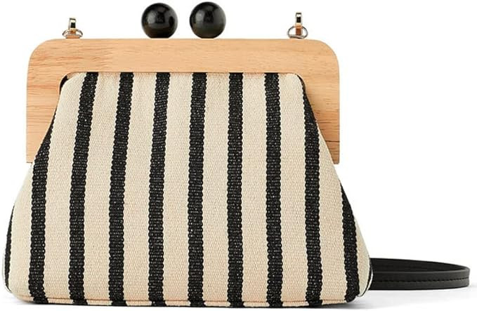 Women’s Crossbody Bag Kiss Lock Shoulder Purse Canvas Lightweight Retro Wallet | Amazon (US)