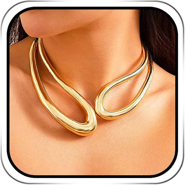 ACEDRE Chunky Statement Choker Necklace Gold Cuff Collar for Women | Amazon (US)