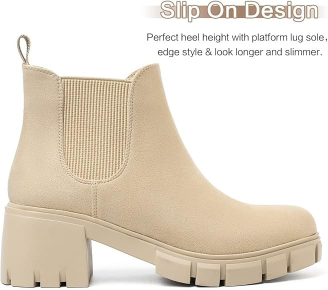 GOUPSKY Women Chelsea Boots Comfortable Lug Sole Slip On Ankle Booties | Amazon (US)