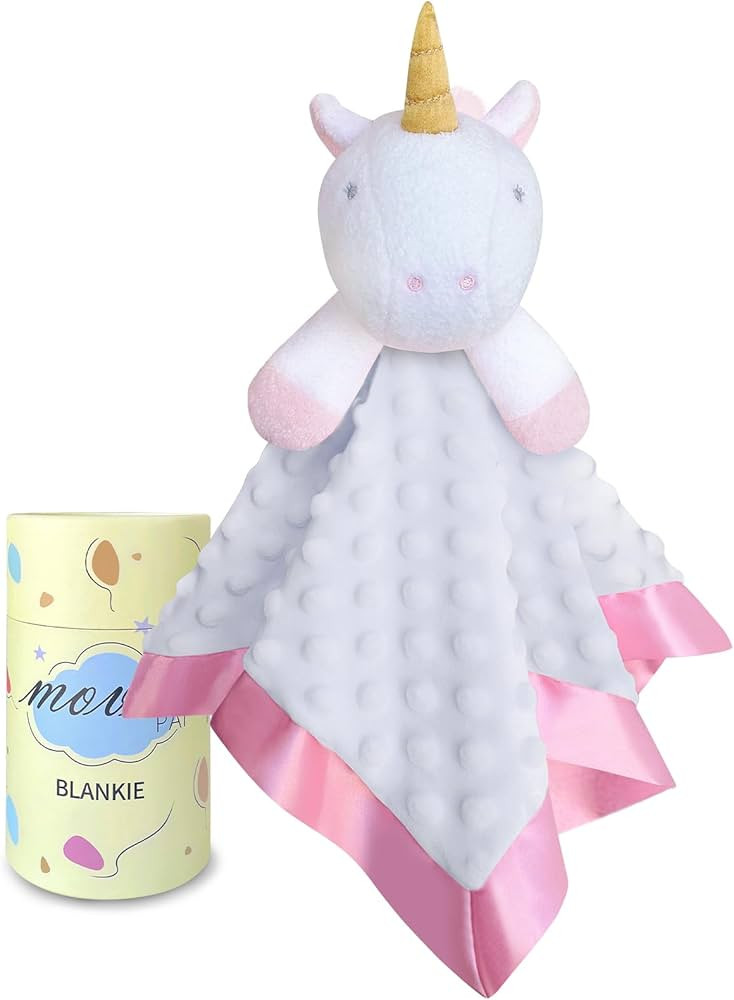 White Unicorn Baby Security Blanket Loveys for Babies Girls, 16" Soft Baby Lovey Blanket, Baby Sn... | Amazon (US)