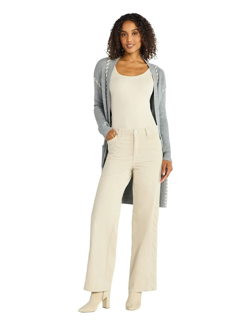 Time and Tru Women's and Women's Plus Corduroy Seamed Wide Leg Pants, 31" Inseam, Sizes 2-22 | Walmart (US)