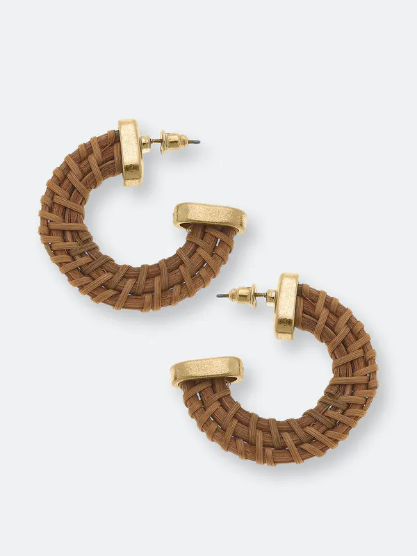 Canvas Style Aspen Rattan Statement Hoop Earrings in Brown - Brown | Verishop