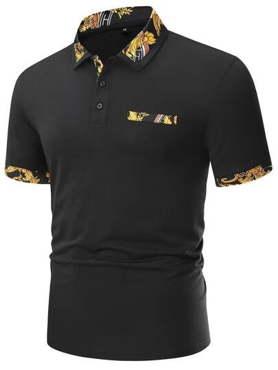 Men Floral Print Half Button Polo Shirt | SHEIN