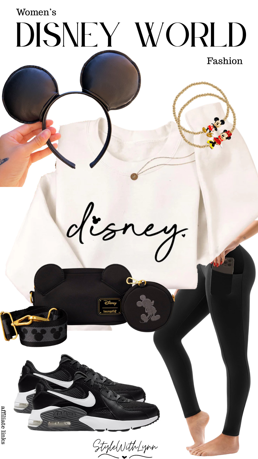 Keeping it classic for a full day at Disney World. This minimalist Disney outfit is perfect if you love a sleek, comfy park-day look. The soft graphic sweatshirt, buttery leggings with pockets, and the cutest Mickey-inspired accessories make it effortless but still so magical. Paired with Nike sneakers and a lightweight crossbody, it’s the ideal outfit for walking, snacking, and castle photo ops all day long.
Linked everything so you can recreate this timeless Disney World women’s outfit! 🖤🐭✨



disney world outfits for women, disney minimalist outfit, black and white disney outfit, disney fashion women, disney park day outfit, comfy disney world outfit women, disney leggings outfit, disney sweatshirt outfit, women’s disney travel outfit, disney world style ideas, disney aesthetic outfit, disney monochrome outfit, disney accessories women, cute disney outfit inspo, disney world walking outfit 

 #LTKootd #LTKTravel