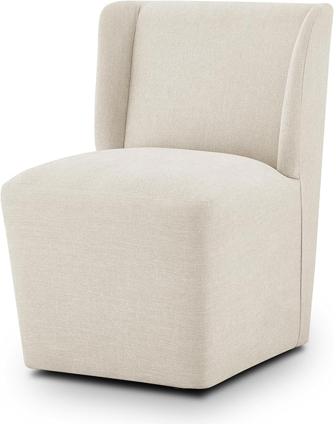Upholstered Dining Chair with Casters Wingback Modern Side Armless Deskchair with Rollers for Din... | Amazon (US)