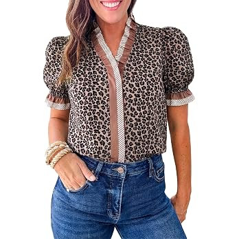 Cicy Bell Womens Summer Floral Print Tops Casual Button Down Leopard Shirts | Amazon (US)