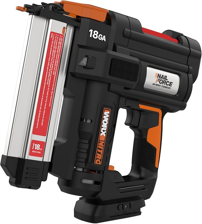 Worx Nitro 20V 18GA Brad Nailer Cordless Fires 80 Nails Per Minute, Cordless Nail Gun Anti-Ejecti... | Amazon (US)