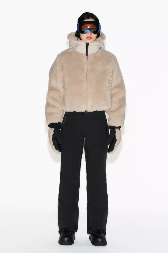 SHORT FAUX FUR HOODED COAT RECCO® TECHNOLOGY SKI COLLECTION | Zara UK