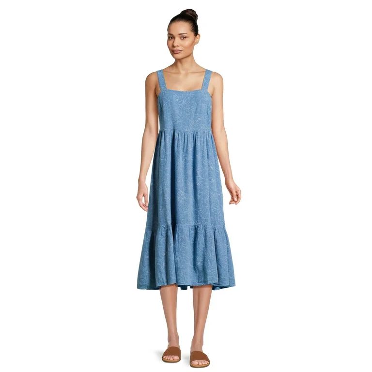 Time & Tru Women's Tie Back Midi Dress | Walmart (US)