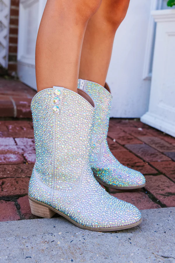 Silver Crystal Cowgirl Boots | Lola + The Boys