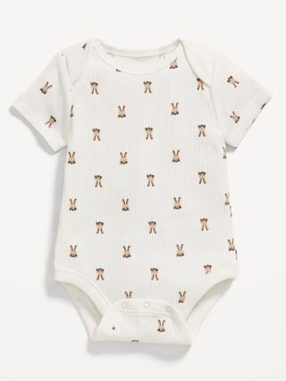 Unisex Printed Ribbed Short-Sleeve Bodysuit for Baby | Old Navy (US)