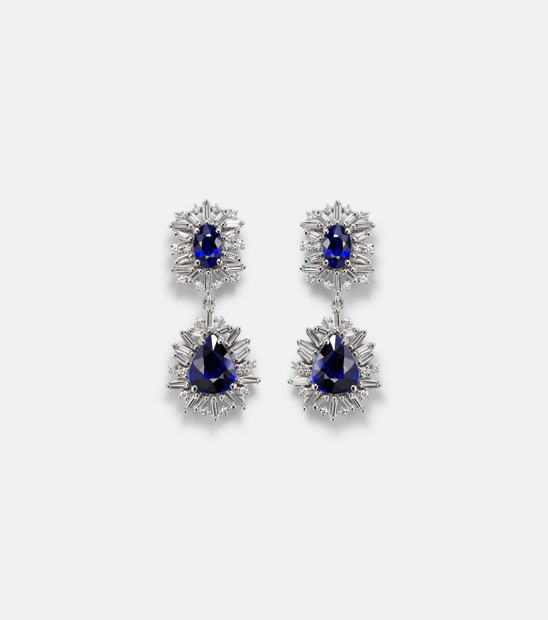 18kt white gold drop earrings with diamonds and sapphire | Mytheresa (US/CA)